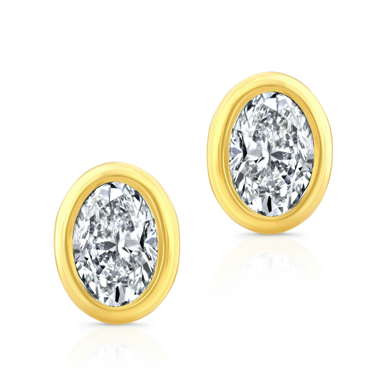 Norman Silverman Oval Cut Diamond Bezel Studs