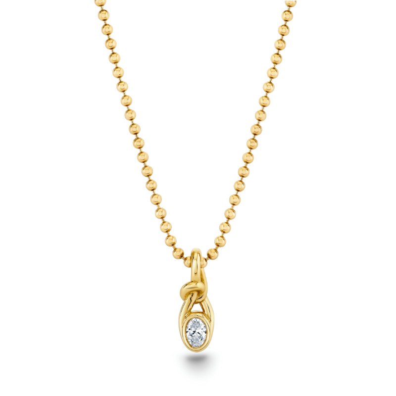 Norman Silverman Bezel Shape Oval Knot Pendant With Ball Chain