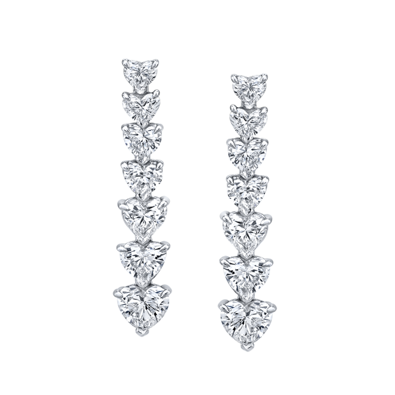 Norman Silverman 5 Carat Heart Shape Diamond Vine Dangle Earrings