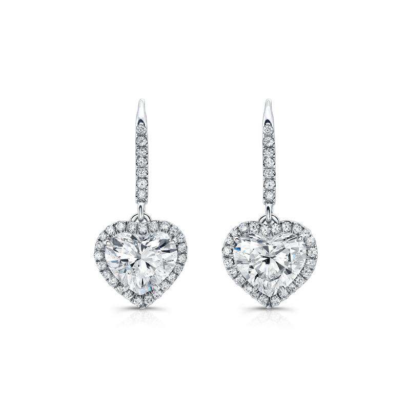 Norman Silverman Heart-Shaped Diamond Lever Back Earrings