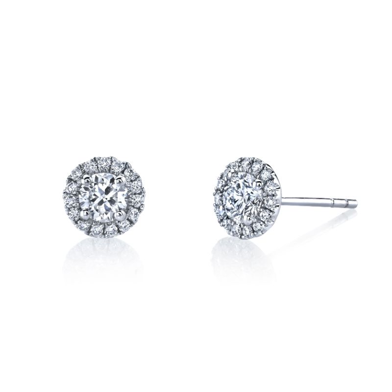 Deutsch Signature Round Halo Stud Earrings