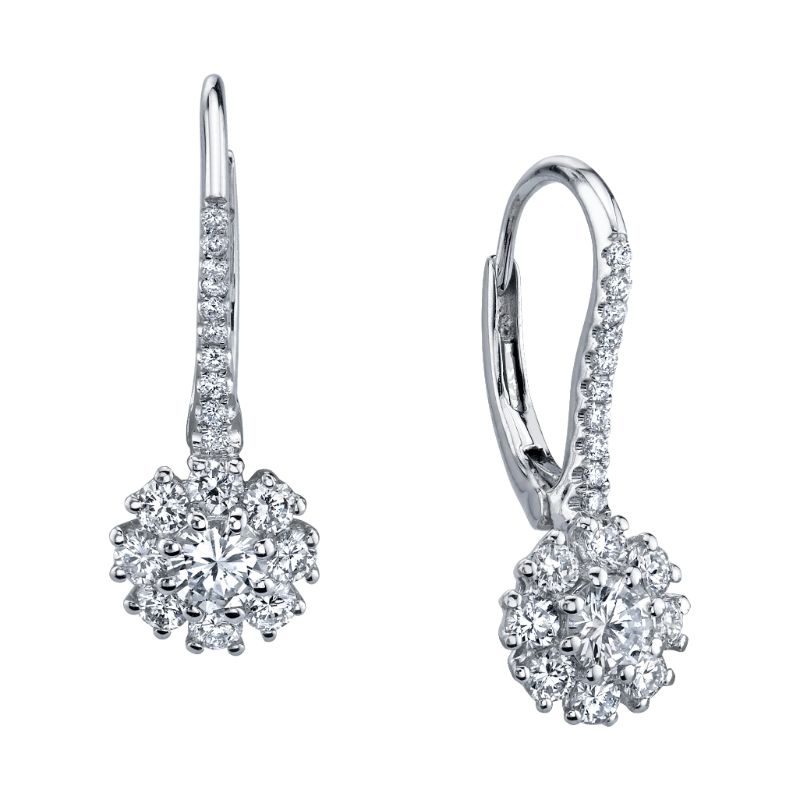 Deutsch Signature Round Diamonds Flower Stud On A Pave Euro Wire