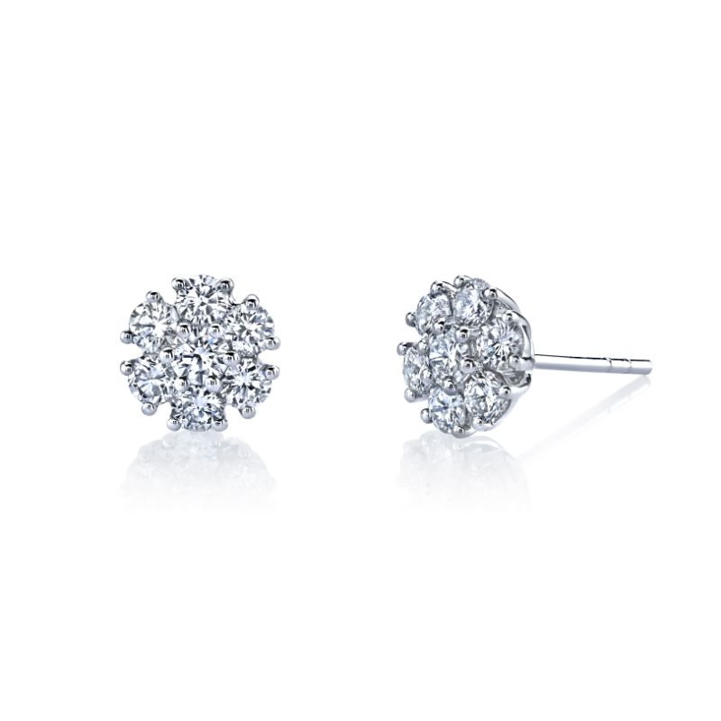 Deutsch Signature Round Diamond Flower Stud Earrings