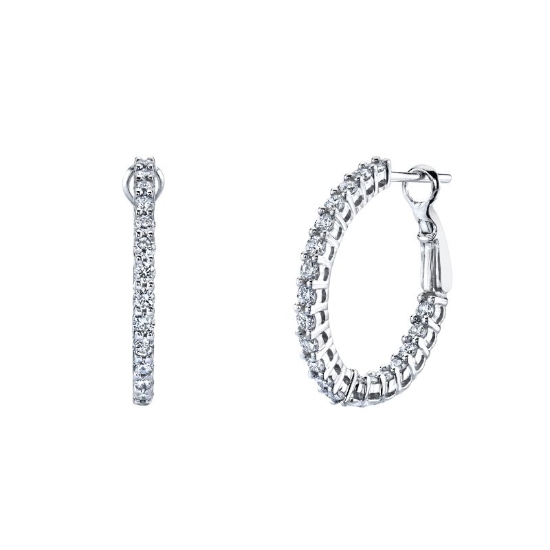 Deutsch Signature Round Double Basket Shared Prong Hoop Earrings