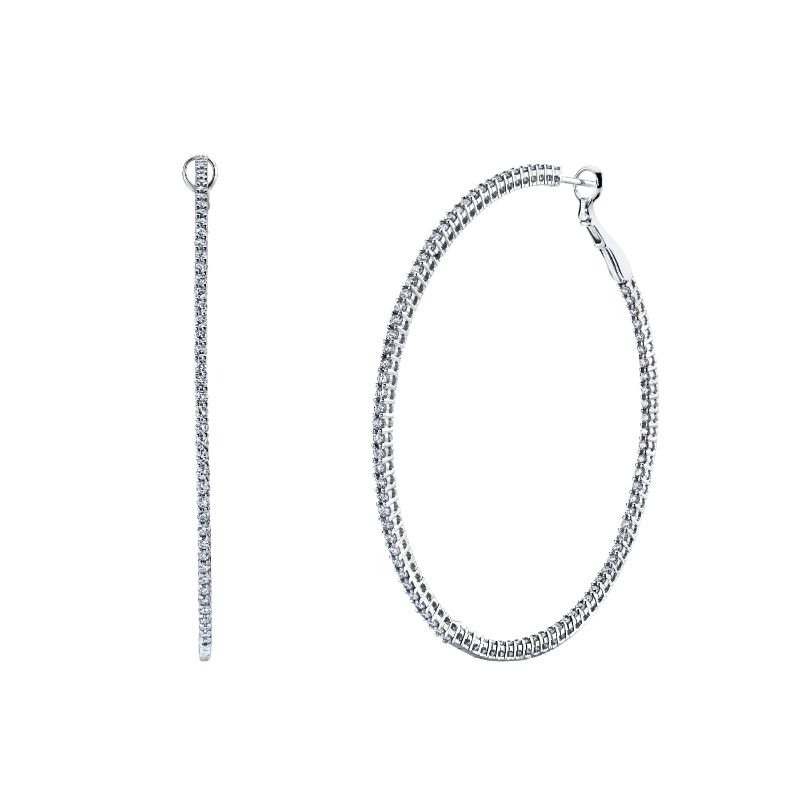 Deutsch Signature Round Double Basket Shared Prong Hoop Earrings