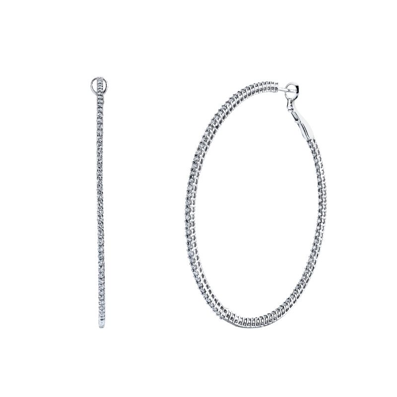 Deutsch Signature Round Double Basket Shared Prong Hoop Earrings