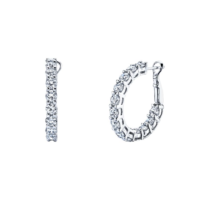 Deutsch Signature Round Double Basket Shared Prong Hoop Earrings