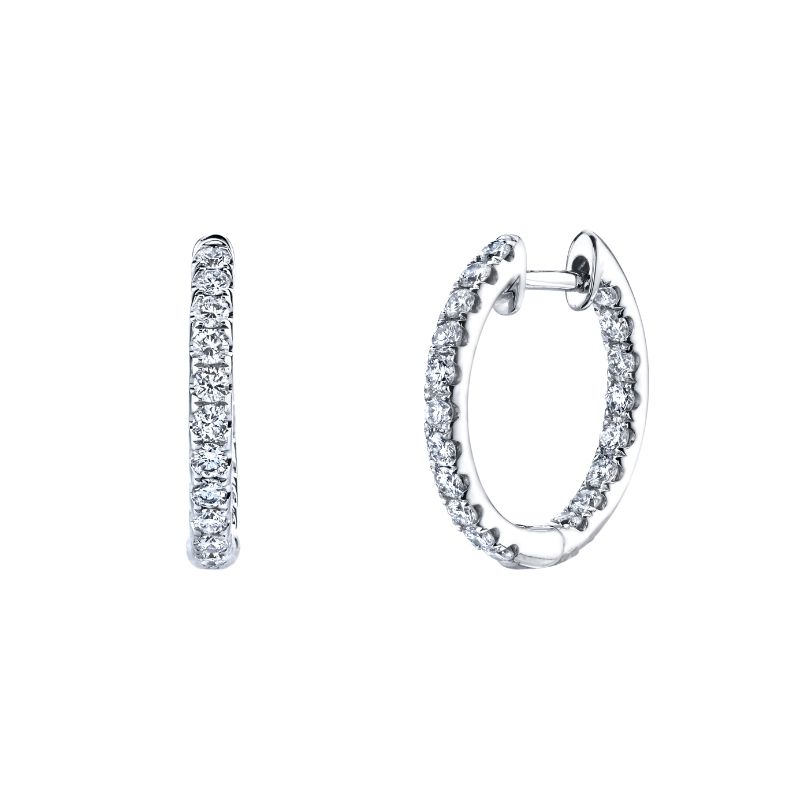 Deutsch Signature Round Wire U-Pave Hoop Earrings