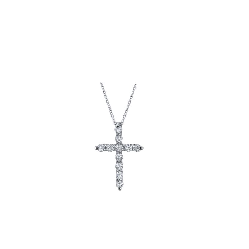 Deutsch Signature Round Diamond Shared Prong 11 Stone Cross Pendant