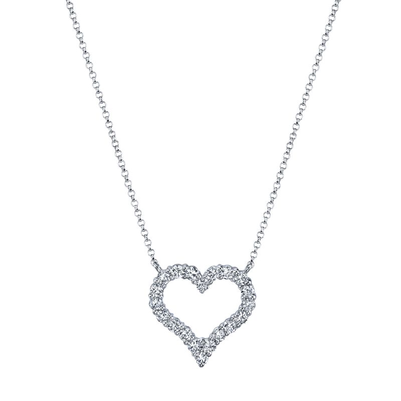 Deutsch Signature Shared Prong Round Diamond Heart Pendant