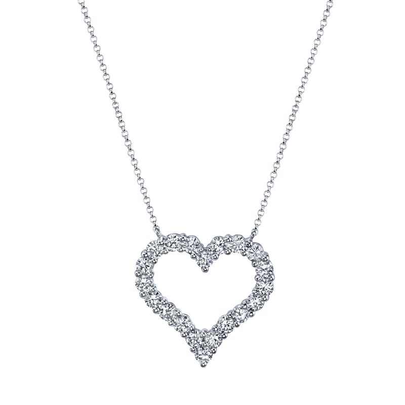 Deutsch Signature Shared Prong Round Diamond Heart Pendant