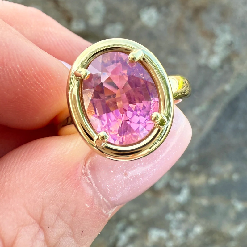 Oval Pink Tourmaline Kindle Ring
