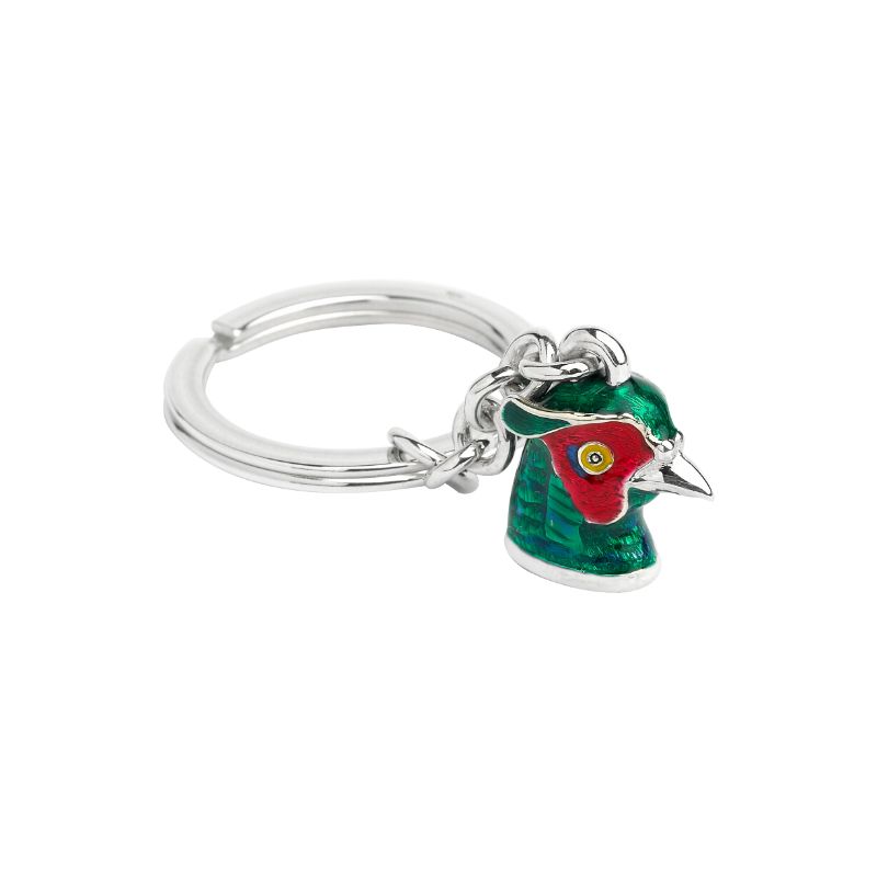 Sterling Silver Enamel Pheasant Key Ring