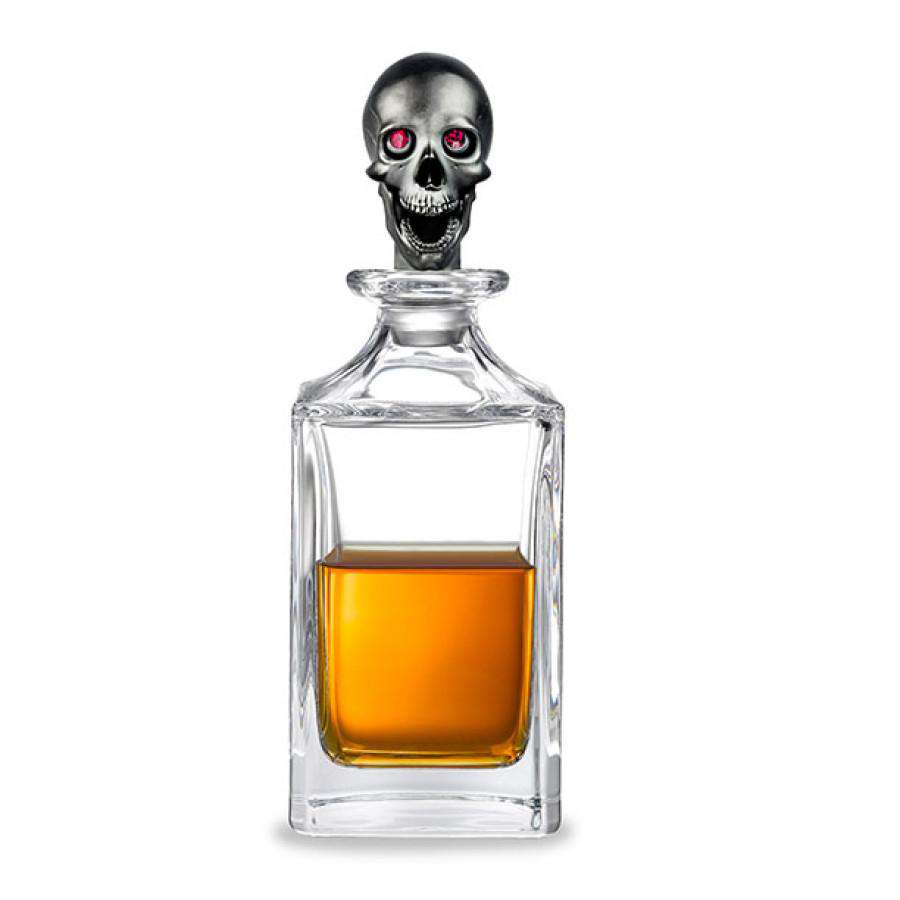 Deakin & Francis Matt Black Skull Head Crystal Decanter