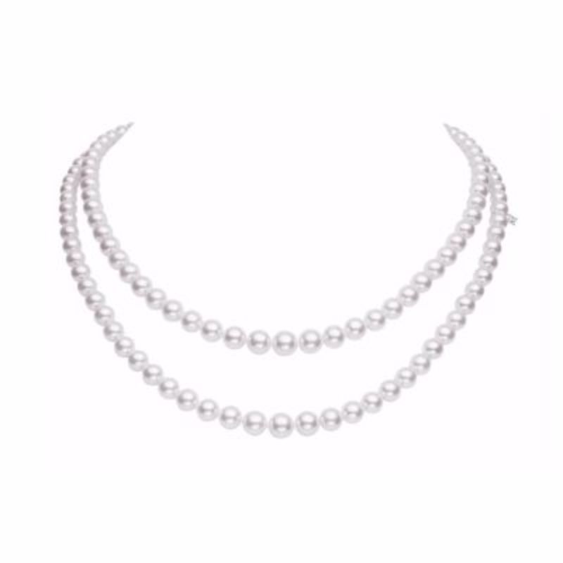 Mikimoto Graduated A1 Double-Strand 18K White Gold Necklace