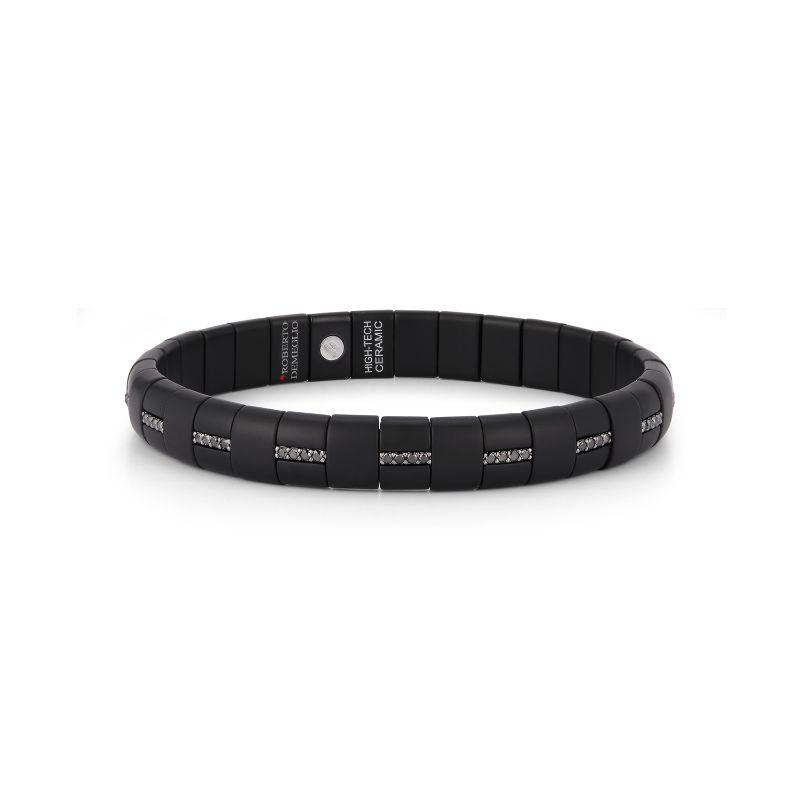 Deutsch Signature Pura Luce Matte Black Ceramic Bracelet with Alternating Black Diamond Links