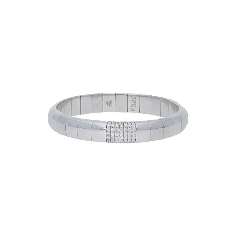 18K White Gold Stretch Bracelet with 8 Diamond Stations