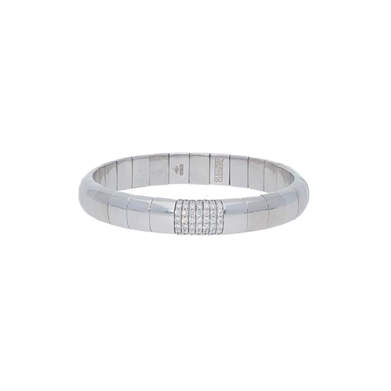 18K White Gold Stretch Bracelet with 8 Diamond Stations