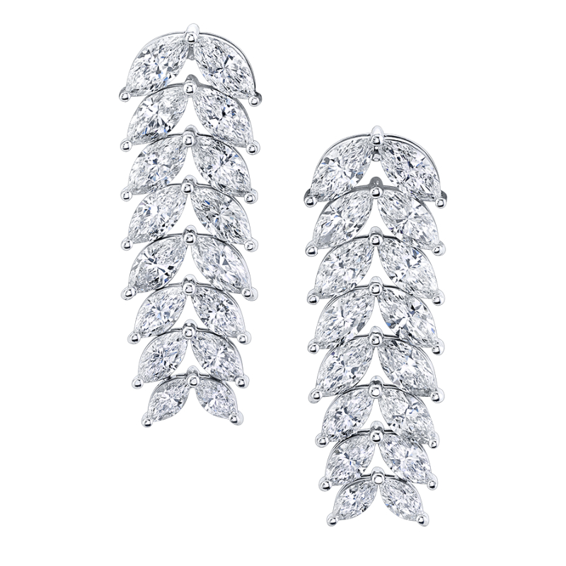 Norman Silverman Graduated Marquise Drop Earrings