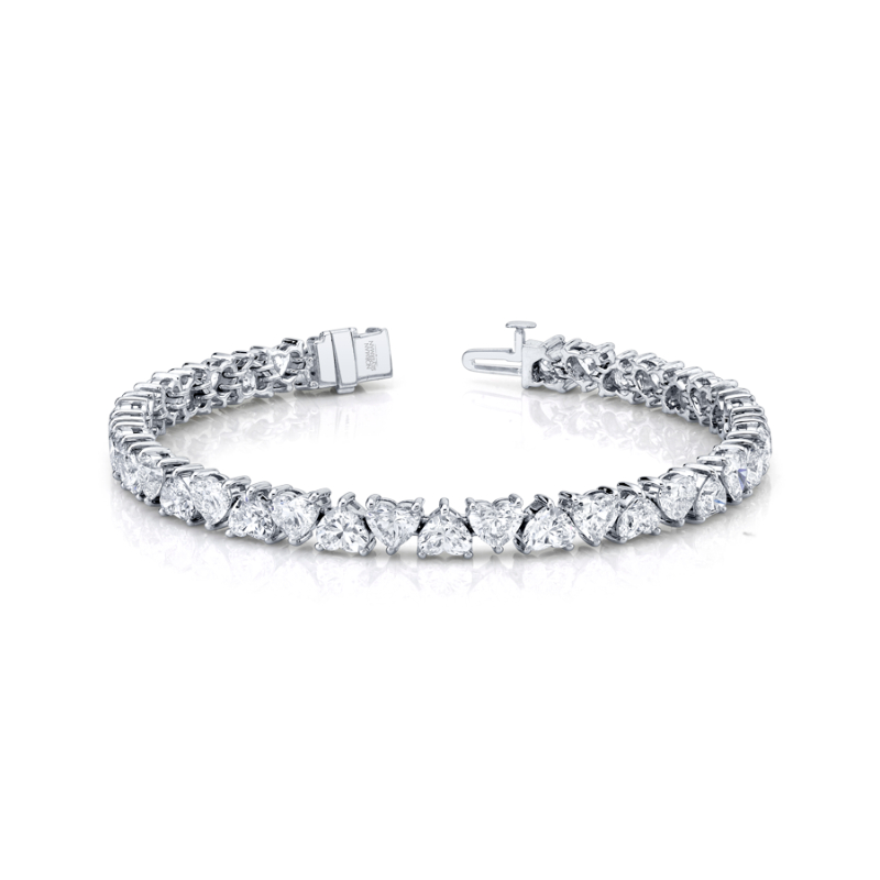 Norman Silverman 15.86 Carat 18K White Gold Heart Shape Straight Line Bracelet