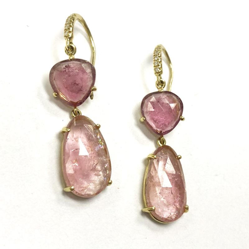 Lauren K Joyce Pink Tourmaline Two Stone Earrings