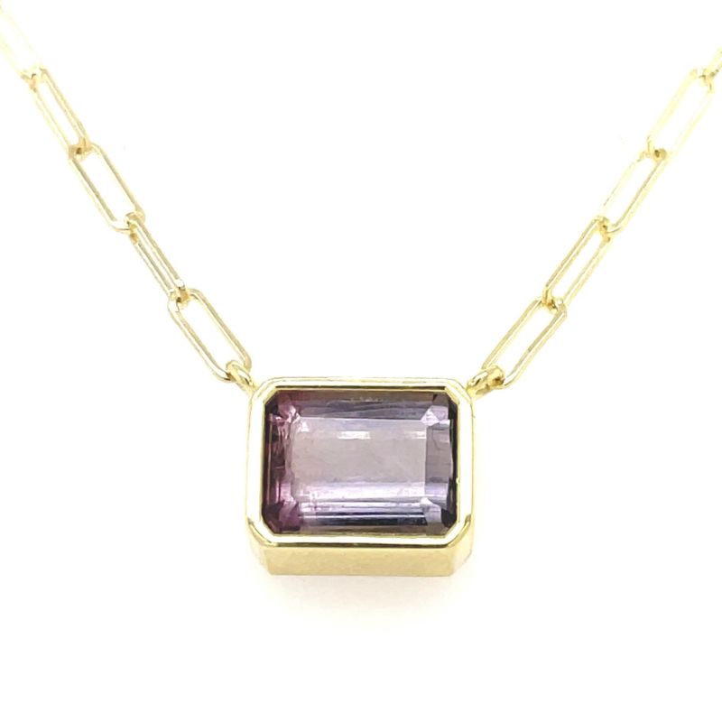 Lauren K Emerald Cut Purple Tourmaline Bea Necklace