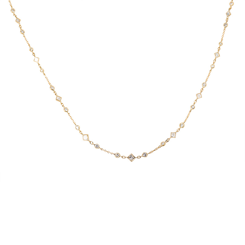 John Apel Multi Shaped Diamond Bezel Set Necklace