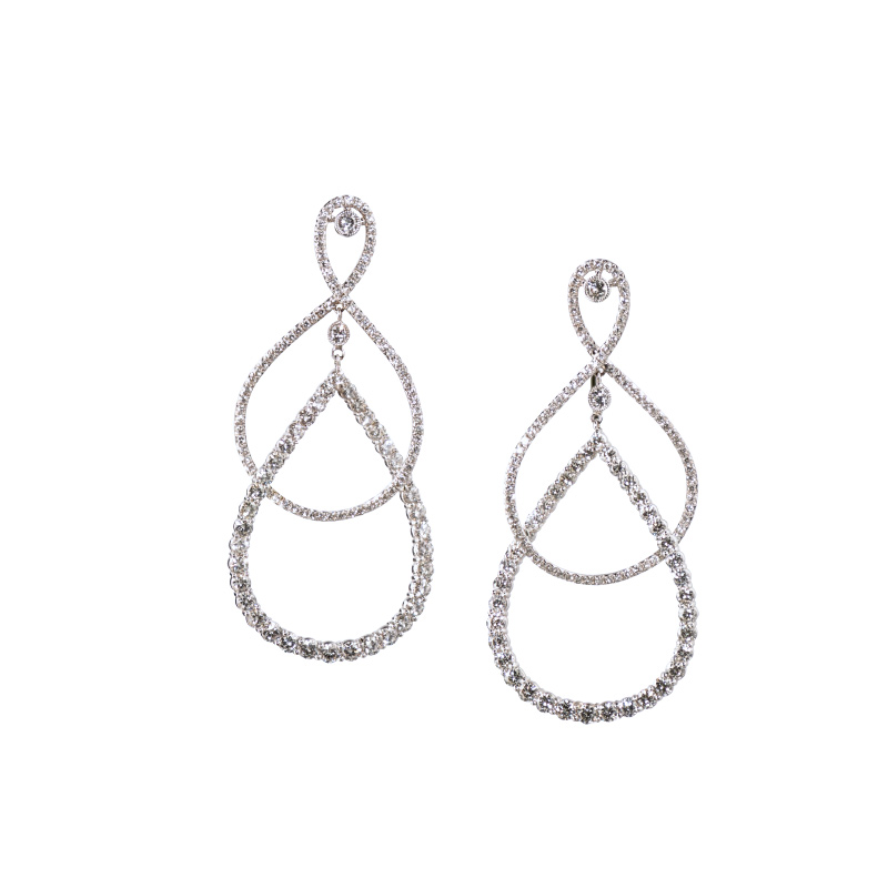 John Apel Diamond Intertwined Pear Shaped Earrings