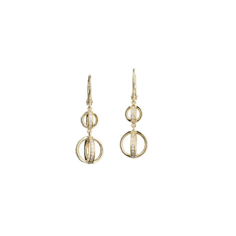 John Apel Drop Diamond Circles Earrings