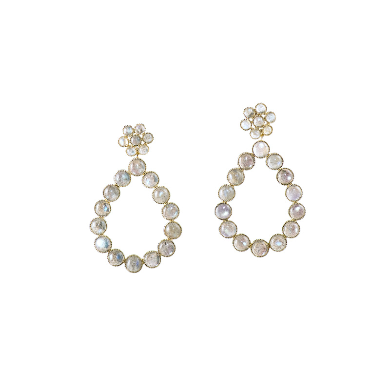 John Apel Milgrained Bezel Labradorite Earrings
