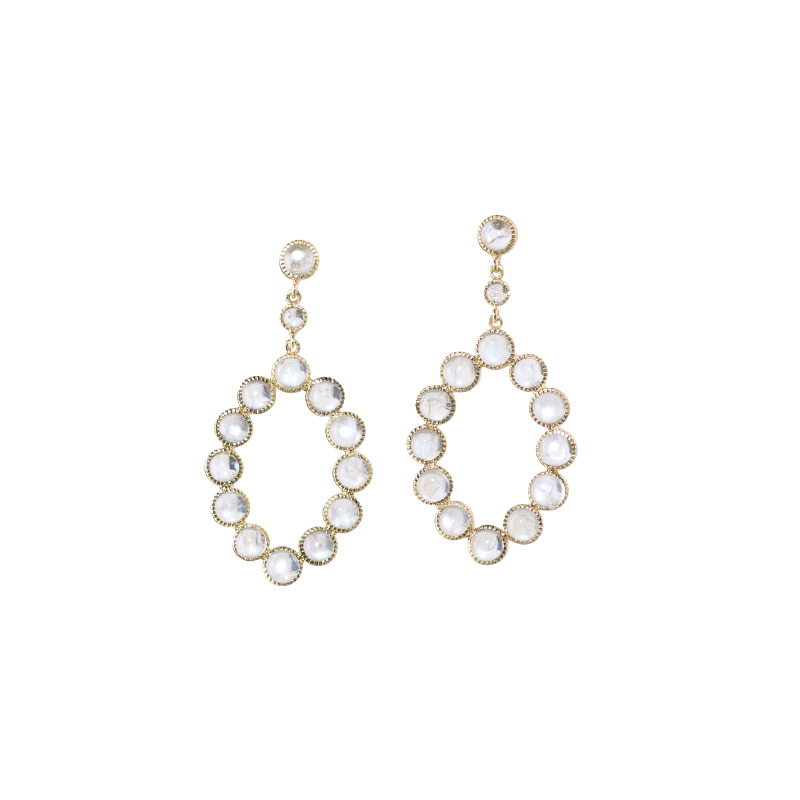 John Apel Bezel Set Moonstone Drop Earrings