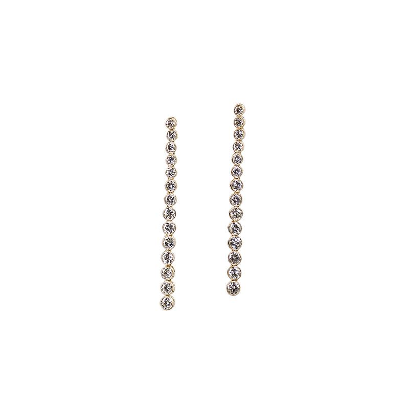 John Apel Bezel Set Round Diamond Earrings