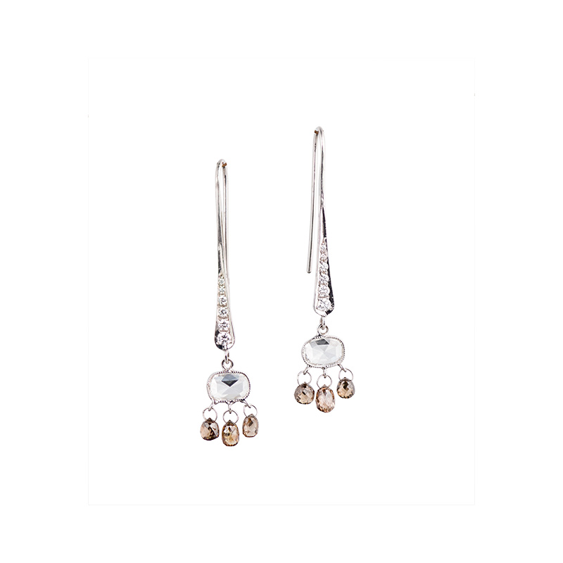 John Apel Rose Cut Diamond Drop Earrings