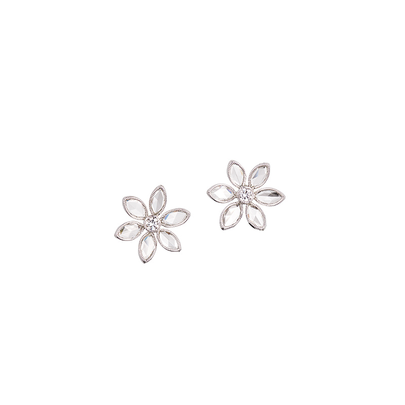John Apel Rose Cut Diamond Flower Earrings