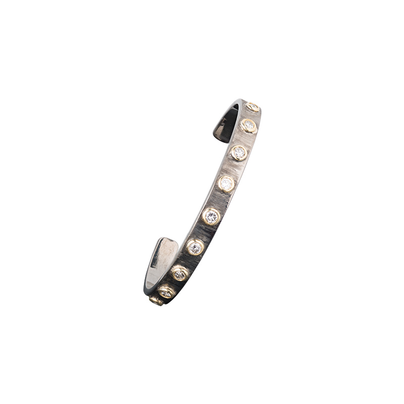 John Apel Round Diamond Skinny Cuff Bracelet