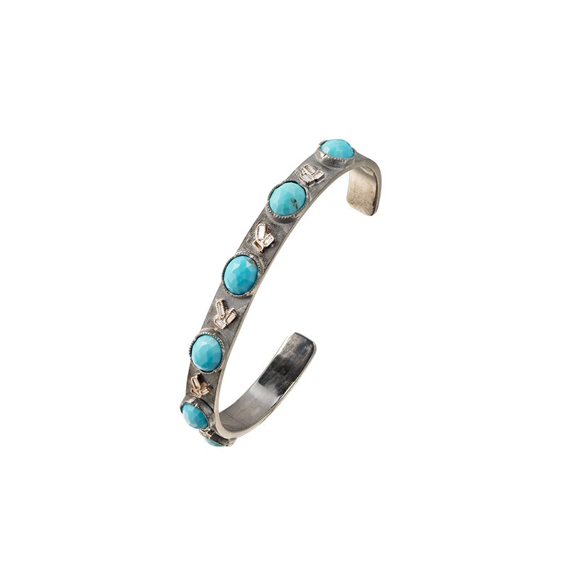 John Apel Turquoise and Diamond Cuff Bracelet