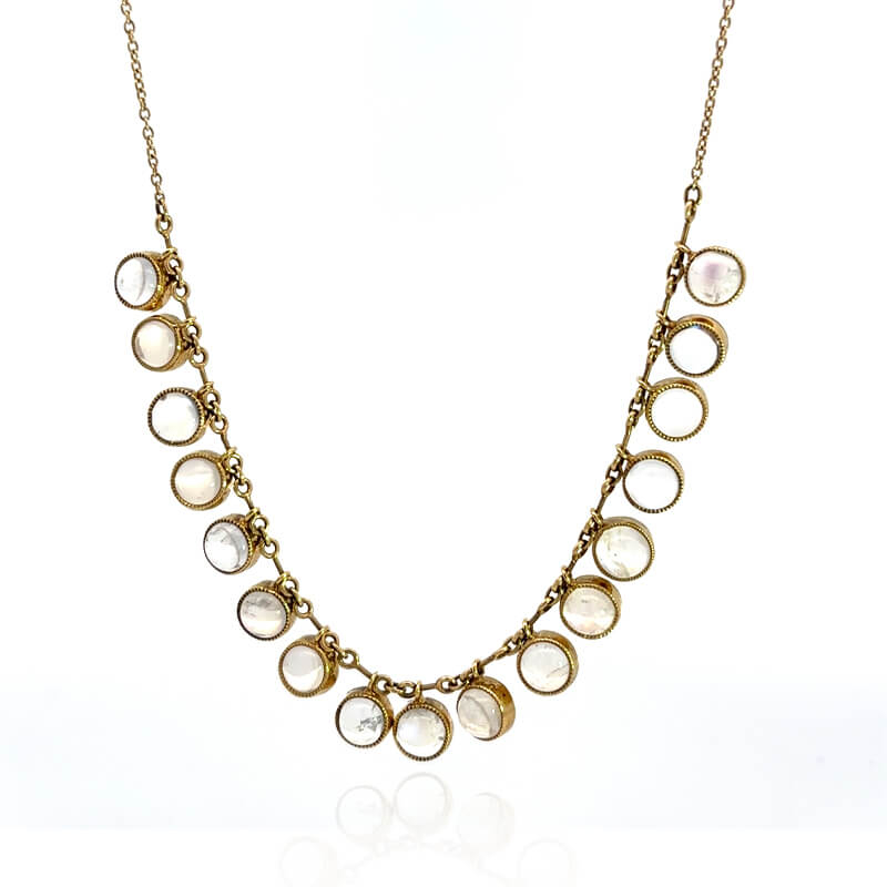 John Apel Moonstone Bezel Dangle Milgrain Edge Necklace