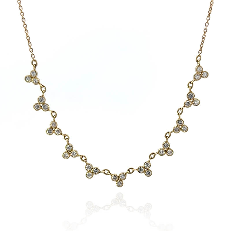 John Apel Diamond Bezel Milgrain Edge Tri Necklace