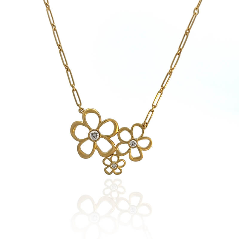 John Apel Open Flowers Paperclip Necklace