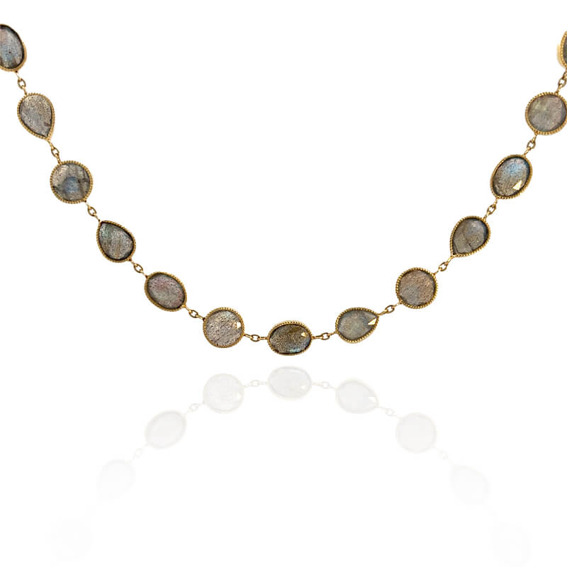 John Apel Oval Labradorite Bezel Necklace