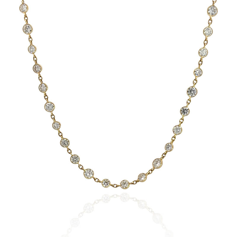 John Apel Milgrain Edge Diamond Necklace