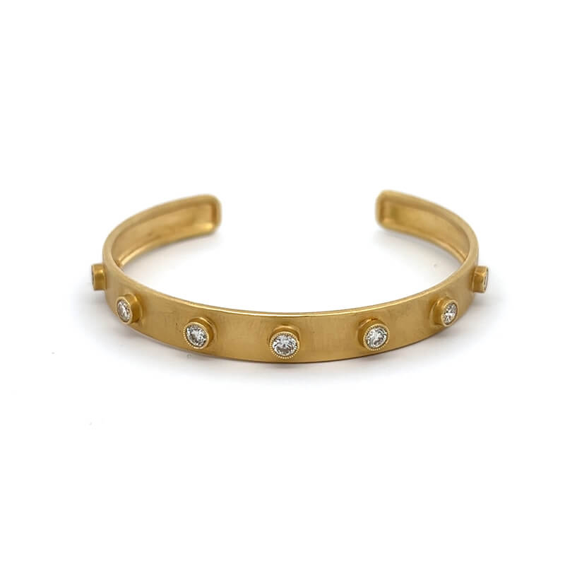 John Apel Diamond Milgrain Bezel Cuff Bangle Bracelet