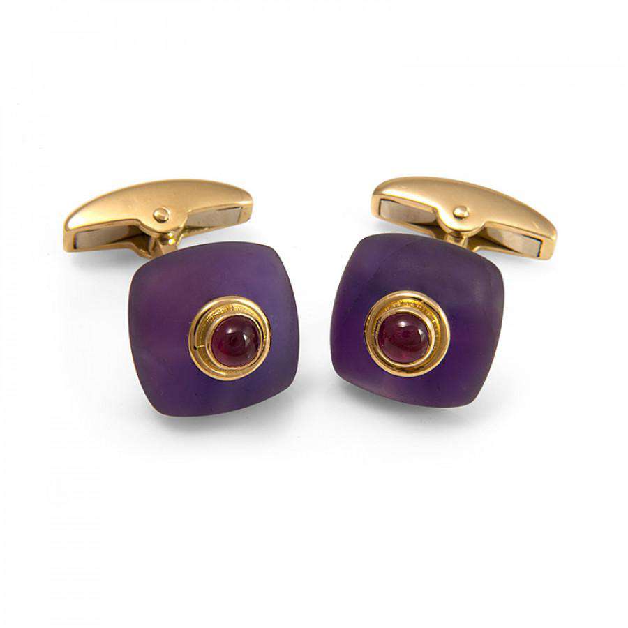 Deakin & Francis Amethyst Bouton Cufflinks