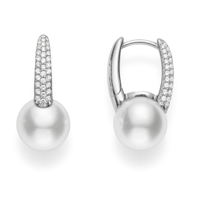 Mikimoto Earrings Akoya A+ 8mm(2) White Diamond 0.26ct(108) 18KWG