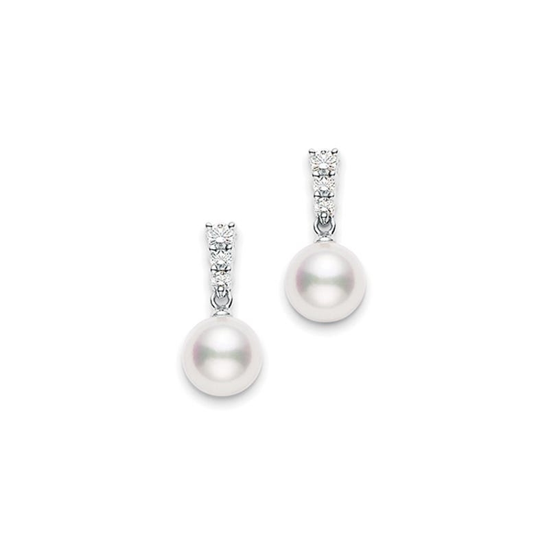 Mikimoto Akoya Pearl with Diamond Drop Earrings
