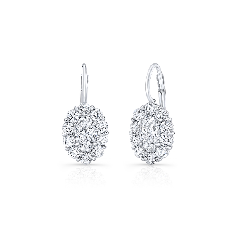 Rahaminov 18K White Gold Halo Cluster Earring