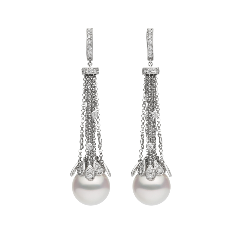 Mikimoto Watefall Chain Drop Peal Earrings