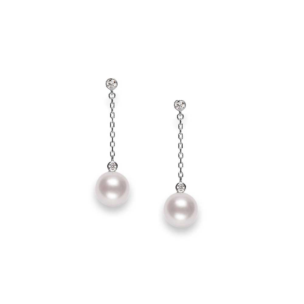 Mikimoto 18K White Gold Japan Collections Pearl Drop Earrings