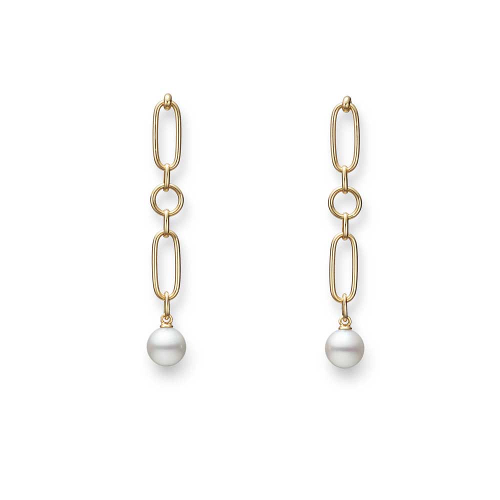 Mikimoto Code Akoya cultured pearl earrings set in 18k yellow gold