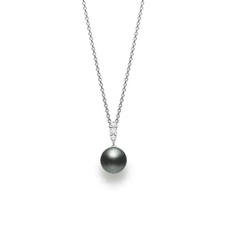 Mikimoto Black South Sea Pearl And Diamond Pendant